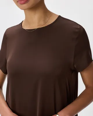 Quince Quince | Women's Washable Stretch Silk Voluminous Maxi Dress in Hot Fudge — Women Autumn chocolate Maxi Dresses