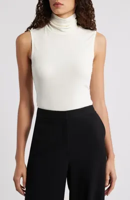 Theory Theory Wendel Sleeveless Turtleneck Top in Ivory - C05 — Women Winter white Tank Tops & Camis