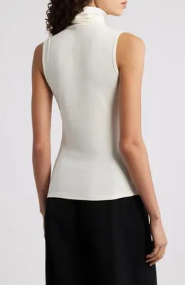 Theory Theory Wendel Sleeveless Turtleneck Top in Ivory - C05 — Women Winter white Tank Tops & Camis