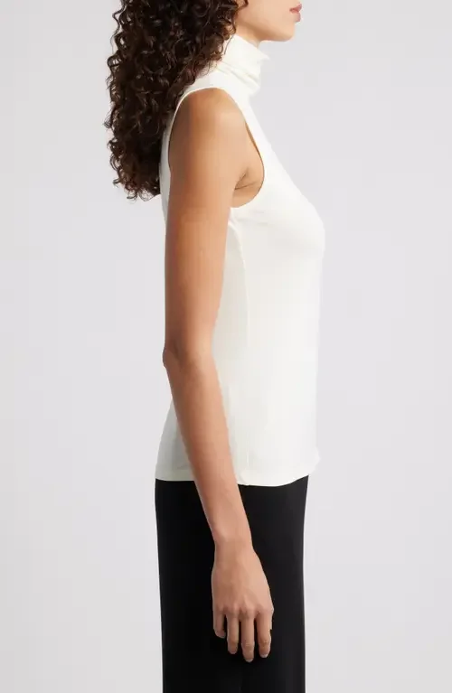 Theory Theory Wendel Sleeveless Turtleneck Top in Ivory - C05 — Women Winter white Tank Tops & Camis