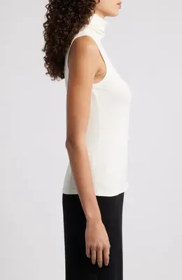 Theory Theory Wendel Sleeveless Turtleneck Top in Ivory - C05 — Women Winter white Tank Tops & Camis