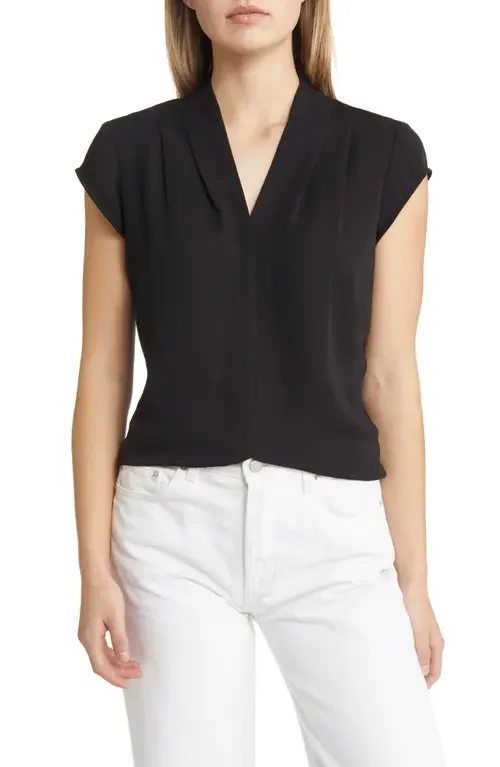 NIC+ZOE NIC+ZOE Day to Night Cap Sleeve Top in Black Onyx — Women Winter black Tops