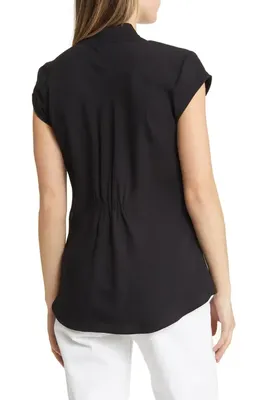 NIC+ZOE NIC+ZOE Day to Night Cap Sleeve Top in Black Onyx — Women Winter black Tops
