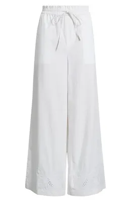rag & bone rag & bone Marin Embroidered Wide Leg Pants in White — Women Winter white Pants