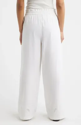 rag & bone rag & bone Marin Embroidered Wide Leg Pants in White — Women Winter white Pants
