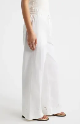 rag & bone rag & bone Marin Embroidered Wide Leg Pants in White — Women Winter white Pants
