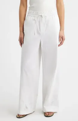 rag & bone rag & bone Marin Embroidered Wide Leg Pants in White — Women Winter white Pants