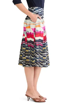 NIC+ZOE NIC+ZOE Rising Sun Midi Skirt in Red Multi — Women Autumn navy Skirts