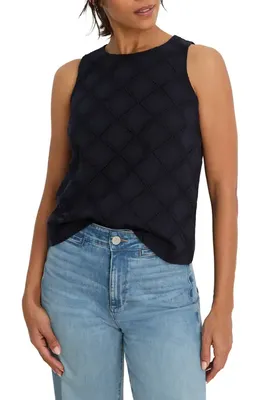 NIC+ZOE NIC+ZOE Diamond Eyelet Cotton Top in Dark Indigo — Women Winter black Tops