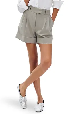 rag & bone rag & bone Neila Stretch Wool Shorts in Light Taupe — Women Autumn silver Shorts