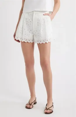 FRAME FRAME The Paisley Eyelet Shorts in White — Women Winter white Shorts