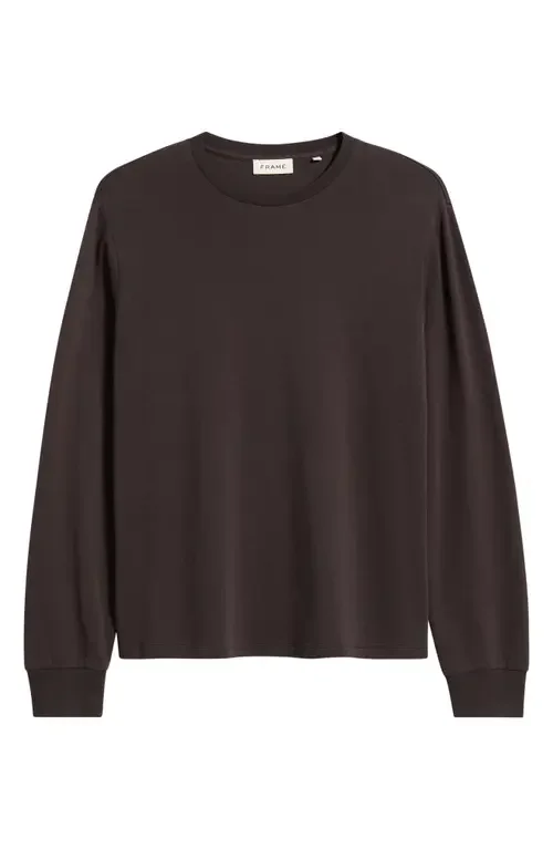 FRAME FRAME Duo Fold Long Sleeve Cotton T-Shirt in Deep Brown — Men Autumn chocolate Tops