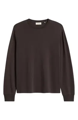 FRAME FRAME Duo Fold Long Sleeve Cotton T-Shirt in Deep Brown — Men Autumn chocolate Tops