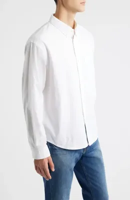 FRAME FRAME Cotton Oxford Button-Down Shirt in White — Men Winter white Tops