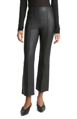 Vince Vince Crop Flare Stretch Leather Pants in Black — Women Winter black Pants