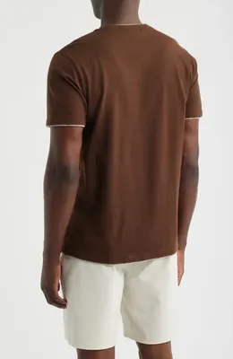 AG AG Como Double Layer Crewneck T-Shirt in Oak Barrel/dry Dust — Men Autumn chocolate Tops
