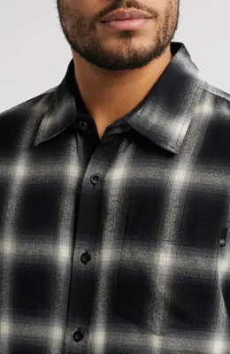 AG AG Aiden Plaid Button-Up Shirt in Brushed Check Plaid Grey Multi — Men Winter black Tops