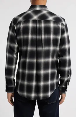 AG AG Aiden Plaid Button-Up Shirt in Brushed Check Plaid Grey Multi — Men Winter black Tops