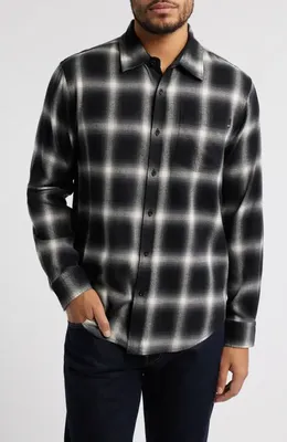 AG AG Aiden Plaid Button-Up Shirt in Brushed Check Plaid Grey Multi — Men Winter black Tops
