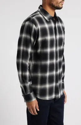 AG AG Aiden Plaid Button-Up Shirt in Brushed Check Plaid Grey Multi — Men Winter black Tops
