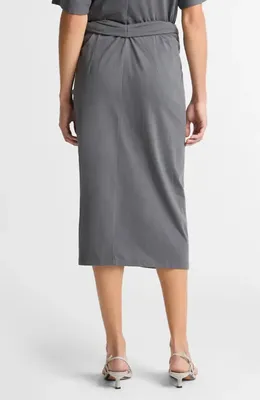 Vince Vince Twist Front Midi Skirt in Oceana — Women Summer grey Skirts