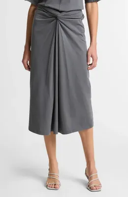 Vince Vince Twist Front Midi Skirt in Oceana — Women Summer grey Skirts