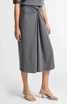Vince Vince Twist Front Midi Skirt in Oceana — Women Summer grey Skirts