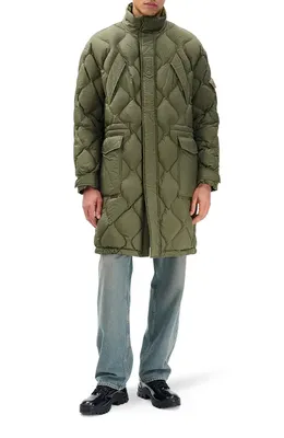 rag & bone rag & bone Dane Quilted Down Parka in Dark Olive — Men Autumn green Outerwear