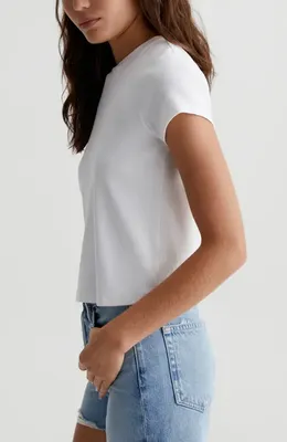 AG AG Sadie Crop T-Shirt in Powder — Women Winter white Tops