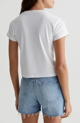 AG AG Sadie Crop T-Shirt in Powder — Women Winter white Tops