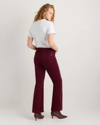 Quince Quince | Women's Organic Stretch Corduroy Flare Pants in Barolo Burgundy — Women Autumn burgundy Trousers & Chinos