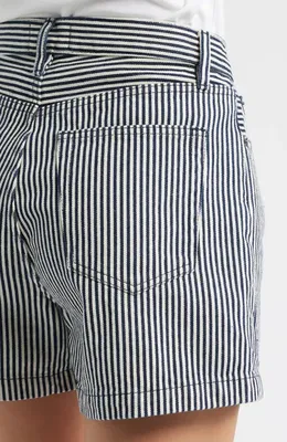 FRAME FRAME The Everyday High Waist Denim Shorts in Navy Stripe — Women Winter navy Shorts