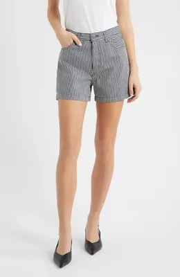 FRAME FRAME The Everyday High Waist Denim Shorts in Navy Stripe — Women Winter navy Shorts