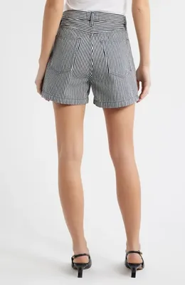 FRAME FRAME The Everyday High Waist Denim Shorts in Navy Stripe — Women Winter navy Shorts