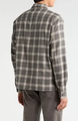 FRAME FRAME Straight Hem Plaid Button-Up Shirt in Grey Plaid — Men Autumn grey Tops