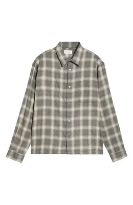 FRAME FRAME Straight Hem Plaid Button-Up Shirt in Grey Plaid — Men Autumn grey Tops
