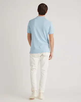 Quince Quince | Men's -Silk Tipped Button Down Polo Sweater in Light Blue/Ivory in Light Blue/Ivory — Men Summer Tops