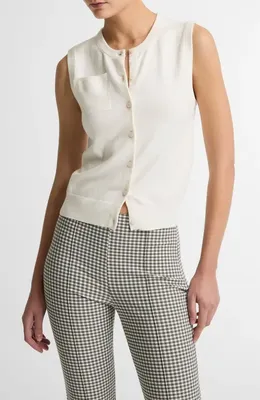Vince Vince Button Front Sweater Vest in Off White — Women Spring white Tops