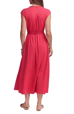 Boden Boden Heidi Ruched Jersey Midi Dress in Ash Red — Women Autumn red Dresses