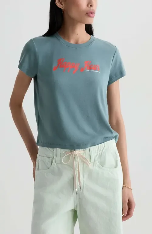 AG AG Sadie Crop T-Shirt in Cheers Hour — Women Summer teal Tops