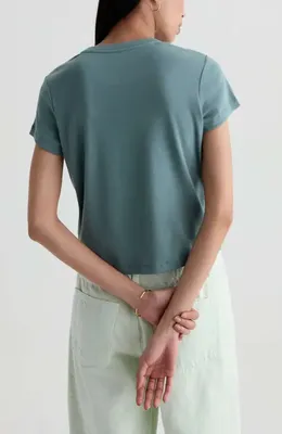 AG AG Sadie Crop T-Shirt in Cheers Hour — Women Summer teal Tops