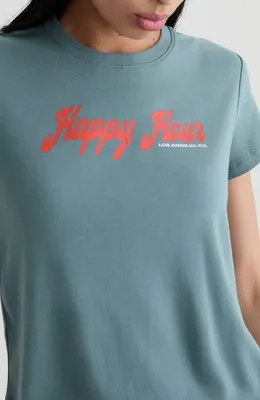 AG AG Sadie Crop T-Shirt in Cheers Hour — Women Summer teal Tops