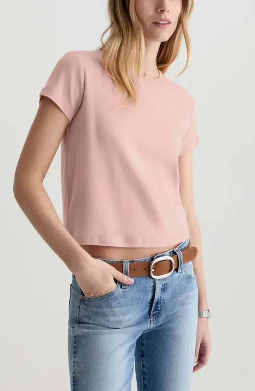 AG AG Sadie Crop T-Shirt in Sparkling Rose — Women Spring pink Tops
