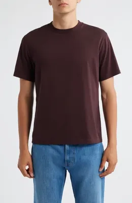 FRAME FRAME Short Sleeve Light Cotton Tee in Burgundy — Men Autumn chocolate Tops