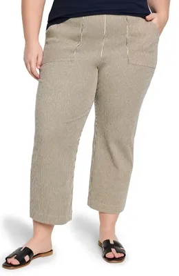 NIC+ZOE NIC+ZOE All Day Stripe Crop Wide Leg Pull-On Jeans in Neutral Multi — Women Autumn beige Pants