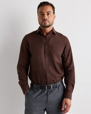 Quince Quince | Men's Cashmere Dress Shirt in Coffee Bean Brown — Men Autumn black Dress Shirts