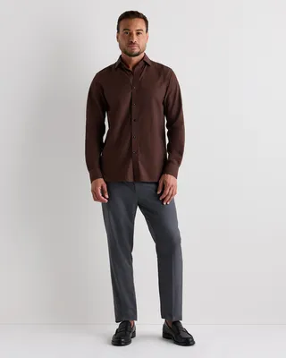 Quince Quince | Men's Cashmere Dress Shirt in Coffee Bean Brown — Men Autumn black Dress Shirts