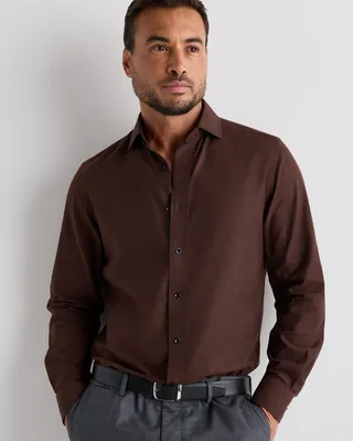 Quince Quince | Men's Cashmere Dress Shirt in Coffee Bean Brown — Men Autumn black Dress Shirts