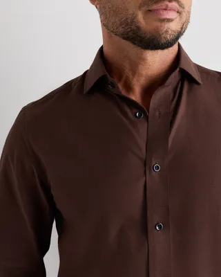 Quince Quince | Men's Cashmere Dress Shirt in Coffee Bean Brown — Men Autumn black Dress Shirts