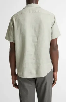 Vince Vince Short Sleeve Linen Popover Shirt in Matcha — Men Spring ivory Tops